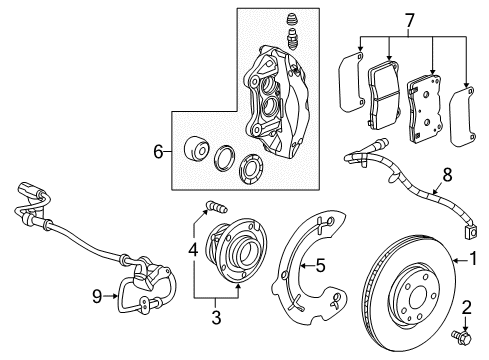 2019 Cadillac CTS Front Brakes Diagram 1 - Thumbnail