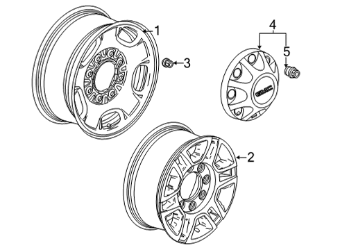 2023 GMC Sierra 2500 HD Wheels Diagram 1 - Thumbnail