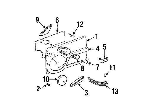 1998 Pontiac Grand Am Escutcheon Assembly, Front Side Door Pull Handle *Graphite Diagram for 22652973