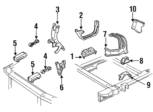 1994 Chevy Lumina Engine & Trans Mounting Diagram 1 - Thumbnail