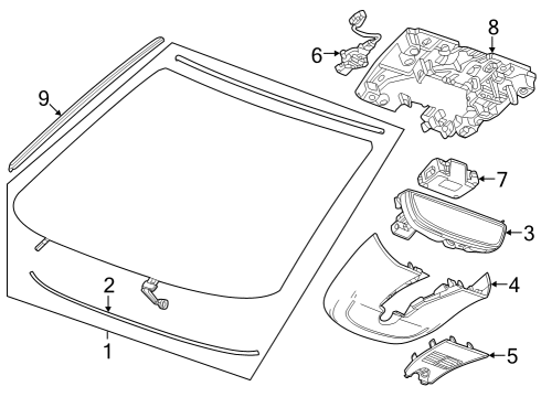 2024 Cadillac LYRIQ Glass, Reveal Moldings Diagram