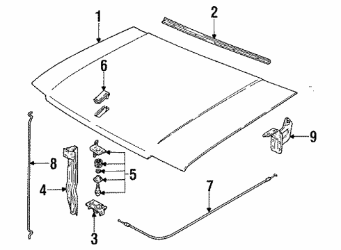 1987 Chevy Sprint Cable,Hood Primary Latch Release Diagram for 96052765