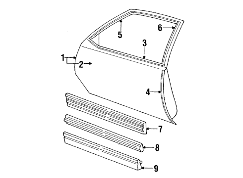 1989 Chevy Cavalier Door & Components, Body Diagram 2 - Thumbnail