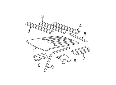 1999 GMC Jimmy Panel, Body Side Rear Window Header Diagram for 15995763