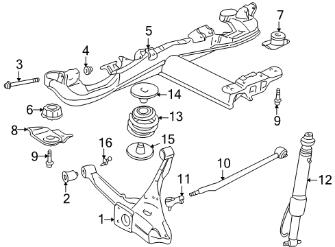 2003 Cadillac Seville Rear Leveling Shock Absorber Assembly Diagram for 19302777