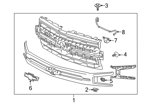 2019 Chevy Silverado 1500 Grille & Components Diagram 5 - Thumbnail