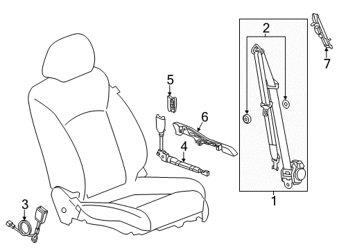 2012 Buick Verano TENSIONER KIT,D/SEAT BELT (RETR SI) *BLACK Diagram for 19369850