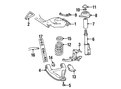 1987 Chevy Camaro Cover, Front Suspension Strut Mount Diagram for 14038398