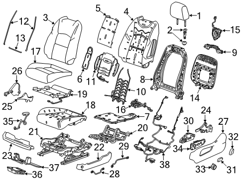 2019 Cadillac XT4 Cover Assembly, F/Seat Cush *Lt Platinum Diagram for 84941749