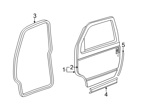 1999 Chevy Astro Front Door & Components, Exterior Trim, Body Diagram