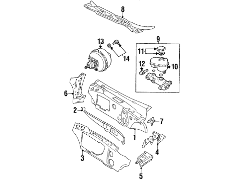 1999 Buick LeSabre Ext, Reinforcement Front Body Hinge Pillar Inner, Light Side Diagram for 20453265