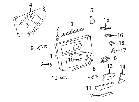 2006 Cadillac SRX Trim Asm,Front Side Door *Cashmere Diagram for 19151657