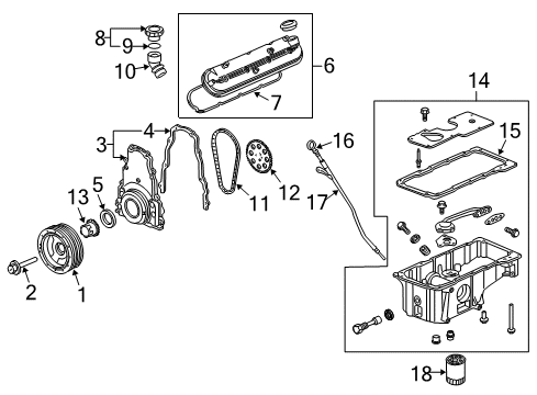 2003 Chevy SSR Engine Parts & Mounts, Timing, Lubrication System Diagram 1 - Thumbnail