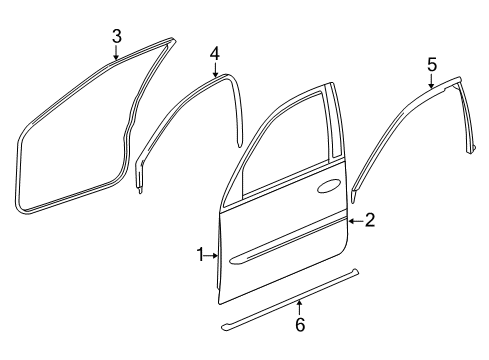 2007 Cadillac CTS Front Door, Body Diagram