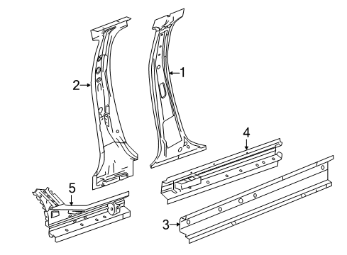 2014 Chevy Spark Panel Assembly, Center Pillar Inner Diagram for 95999573