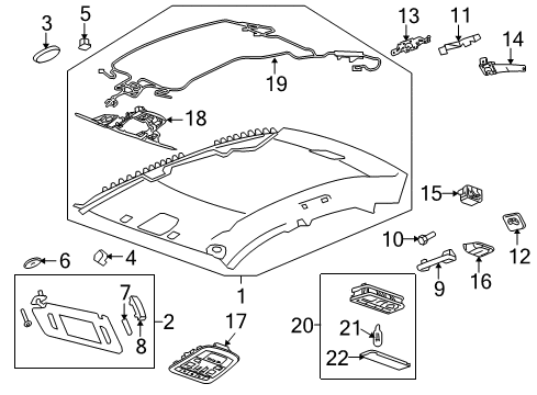 2014 Cadillac CTS Cover,Sunshade Retainer Bolt Diagram for 20774294