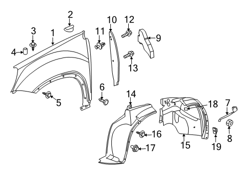 2010 GMC Acadia Fender & Components Diagram