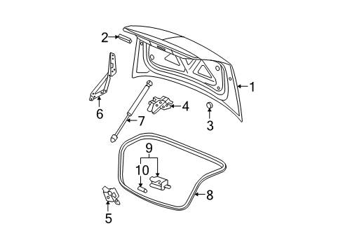 2010 Chevy Malibu Lid,Rear Compartment Diagram for 25950525