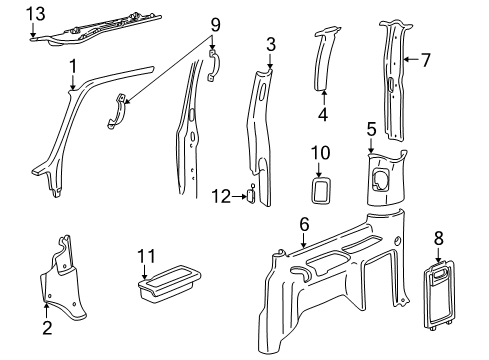 1996 Chevy Astro Handle Assembly, Rear Side Door Pillar Asst *Neutral Medium Diagram for 15968591