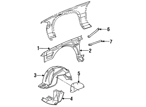 1995 Cadillac Fleetwood Extension, Front Wheelhouse Panel *Black Diagram for 10214352