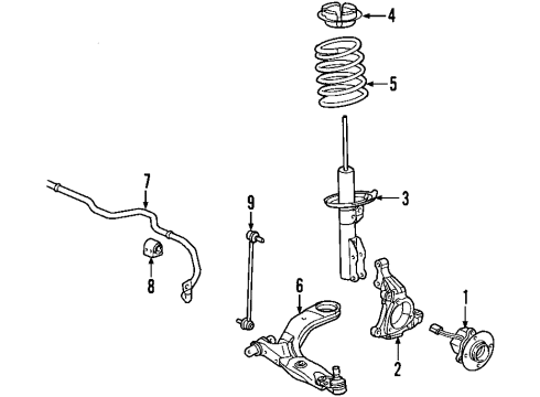 2007 Saturn Ion Front Suspension, Control Arm, Stabilizer Bar Diagram 3 - Thumbnail