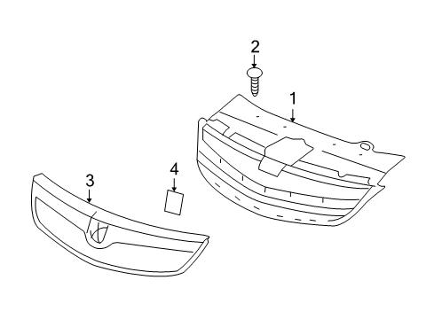 2008 Saturn Aura Grille & Components Diagram 2 - Thumbnail