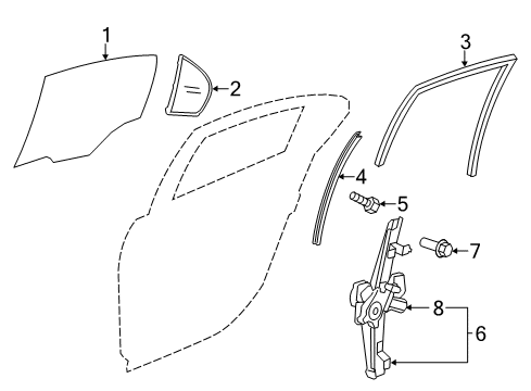 2015 Chevy SS Rear Door - Glass & Hardware Diagram