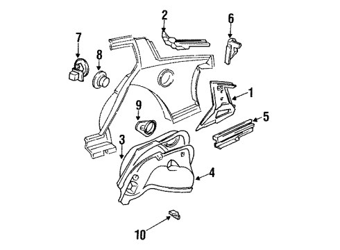 1992 Chevy Cavalier Panel, Rear Wheelhouse Outer Diagram for 22539374