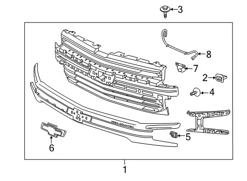 2022 Chevy Silverado 1500 LTD Front Grille Emblem Assembly *Gold Diagram for 23400420