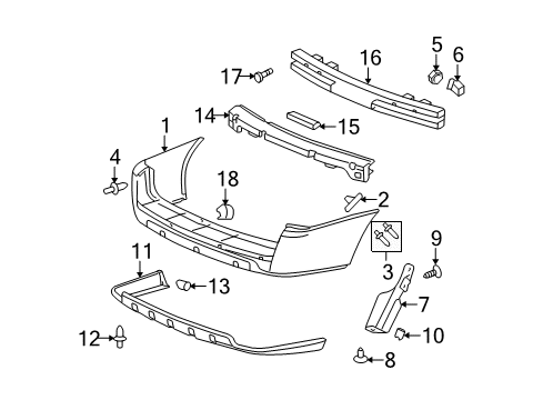 2005 Chevy Uplander Rear Bumper Cover (Primed) Diagram for 12336004