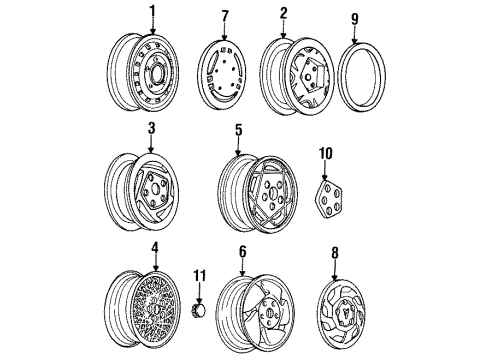 1990 Pontiac Grand Prix Wheel Rim Assembly, 15 X 6 Diagram for 14102441