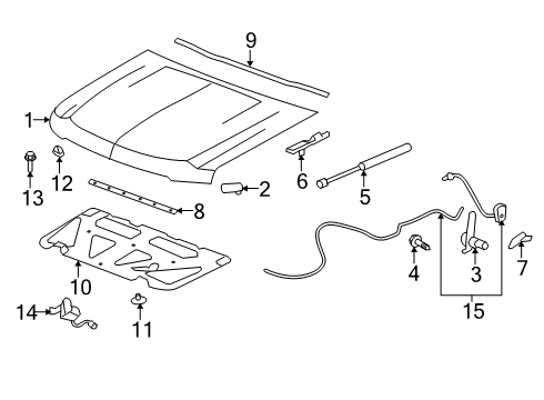 2008 Chevy Suburban 2500 Hood & Components, Body Diagram