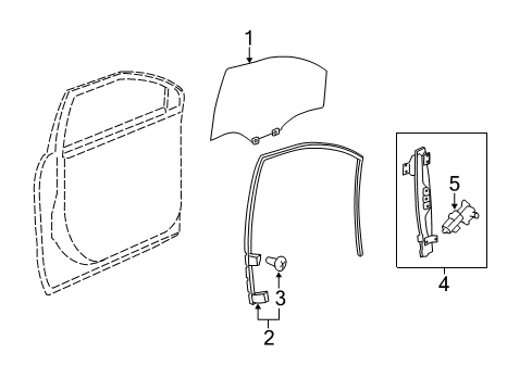 2009 Buick Enclave Front Door - Glass & Hardware Diagram