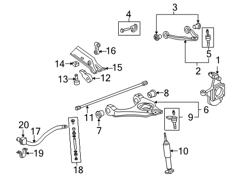 2007 Chevy Silverado 3500 HD Suspension Components, Stabilizer Bar & Components Diagram