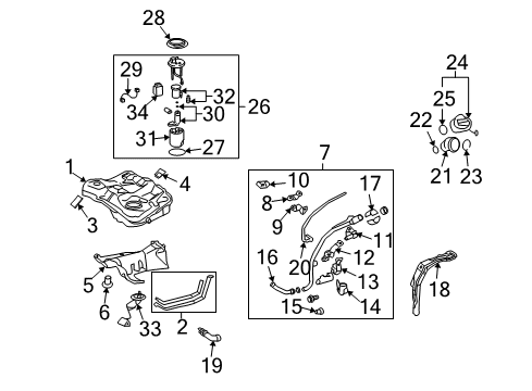 2009 Pontiac Vibe Retainer,Fuel Tank Filler Pocket Diagram for 94857753