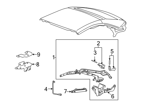 2007 Pontiac G6 Link Assembly, Folding Top Side Rail Diagram for 15943321