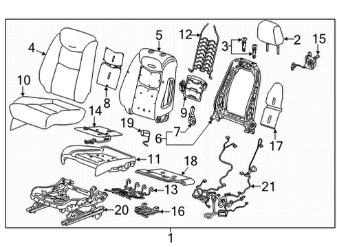 2022 GMC Hummer EV Pickup Driver Seat Components Diagram