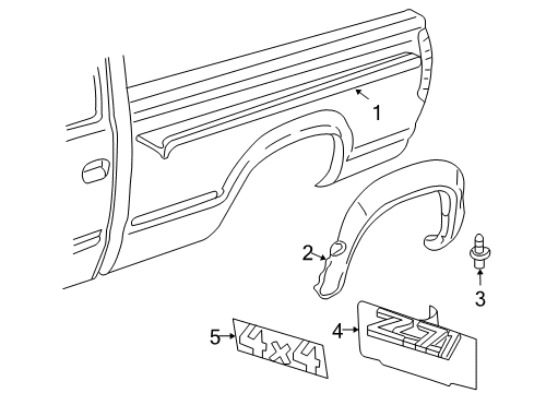 2004 GMC Sierra 2500 Molding, Pick Up Box Side Upper *Silver H Diagram for 15116306