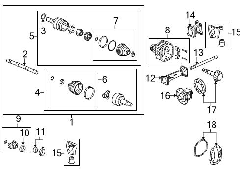 2006 Hummer H3 Carrier & Front Axles Diagram