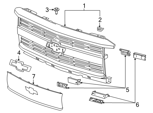 2018 Chevy Silverado 2500 HD Grille & Components Diagram