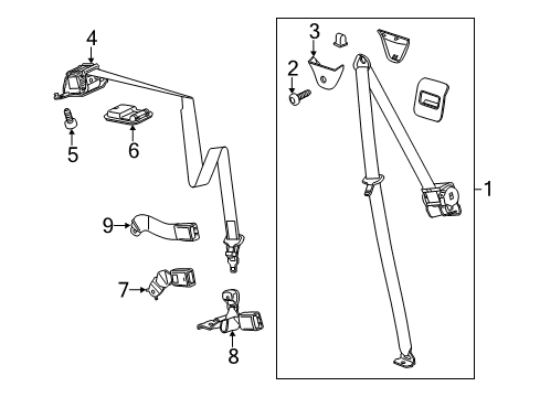 2017 Cadillac Escalade ESV Belt Kit,Rear Seat (Retractor Side) *Dune Diagram for 19303053