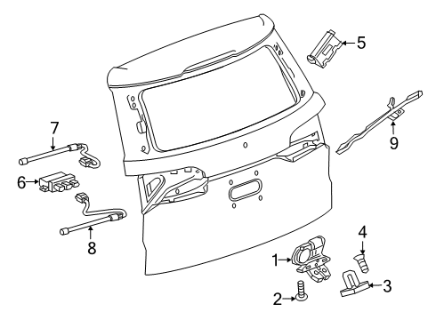 2020 Cadillac XT6 Lift Gate - Lock & Hardware Diagram