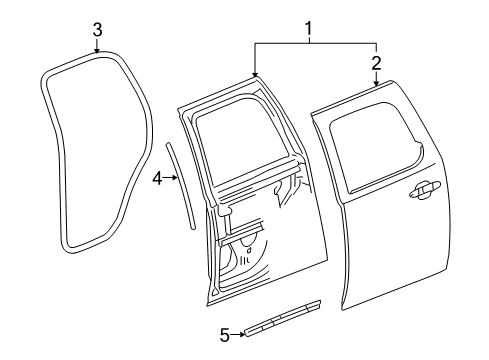 2009 Chevy Silverado 1500 Weatherstrip, Rear Side Door Lower Auxiliary Diagram for 20835974