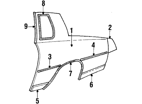 1986 Oldsmobile Cutlass Supreme Molding Asm,Rear Quarter Diagram for 12300258