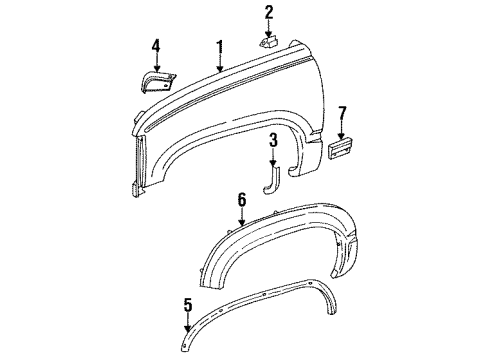 1996 GMC K1500 Suburban Fender & Components, Exterior Trim, Body Diagram