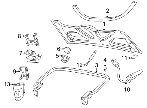 1998 Chevy Corvette Hinge Assembly, Folding Top Stowage Compartment Lid Diagram for 10418266