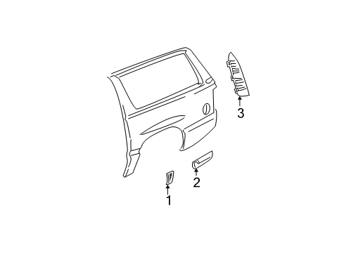 2005 GMC Yukon XL 1500 Exterior Trim - Quarter Panel Diagram 1 - Thumbnail