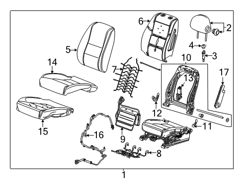 2014 Chevy Impala Cover Assembly, Front Seat Cushion *Titanium Diagram for 23105655