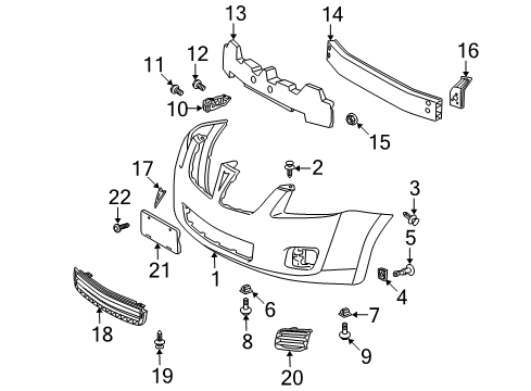 2009 Pontiac Vibe Cover,Front Bumper Fascia Opening *Black Diagram for 88975653