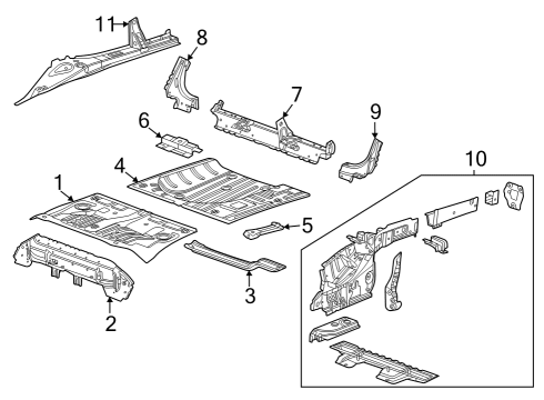 2024 Buick Encore GX Rear Floor & Rails Diagram